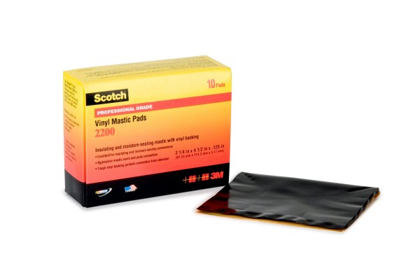 Scotch® Vinyl Mastic Pad 2200-6-1/2x4-1/2, 125 Mil, 6-1/2 in x 4-1/2 in (165 mm x 114 mm), 50 per case